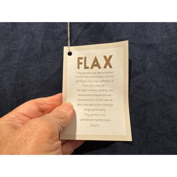 NWT FLAX Dark Blue Linen Sunshine Tunic Sleeveless Pintuck Hem Sz M Pullover - Picture 4 of 9